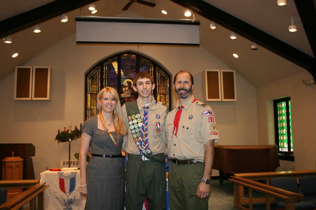 Brian Diamond with his family at his son's Eagle Scout court of honor
